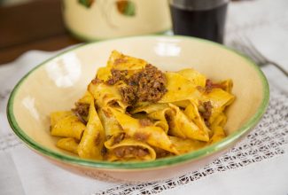 Pappardelle pasta on the hare